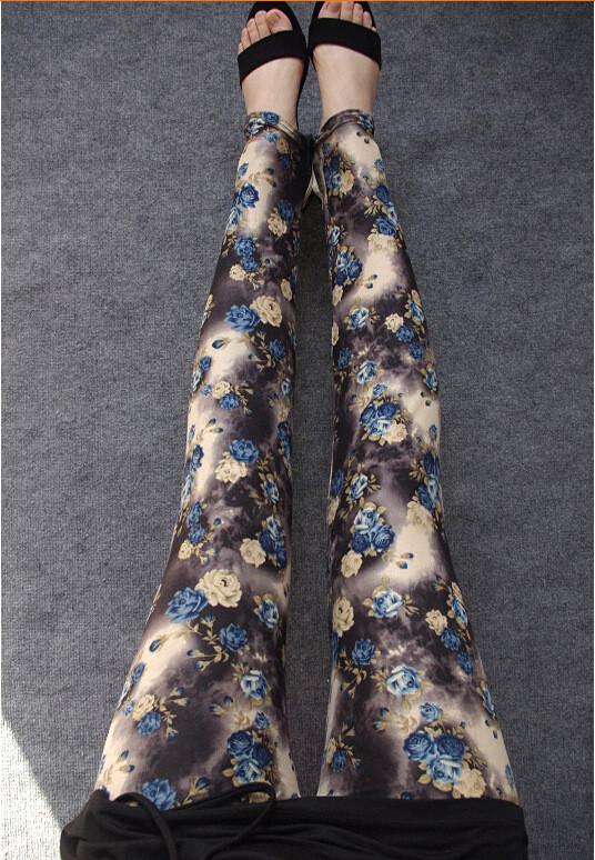 Plus Size Milk Silk Flower Print Thin Elastic Pants - Meet Yours Fashion - 6