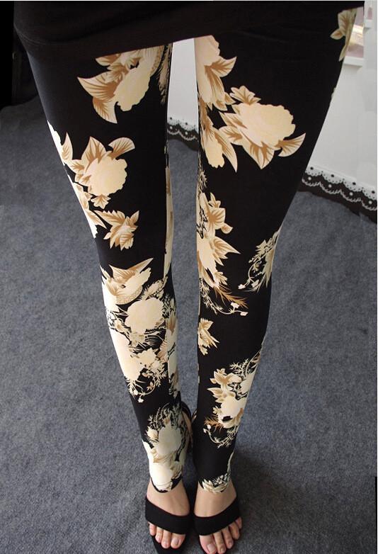 Plus Size Milk Silk Flower Print Thin Elastic Pants - Meet Yours Fashion - 3
