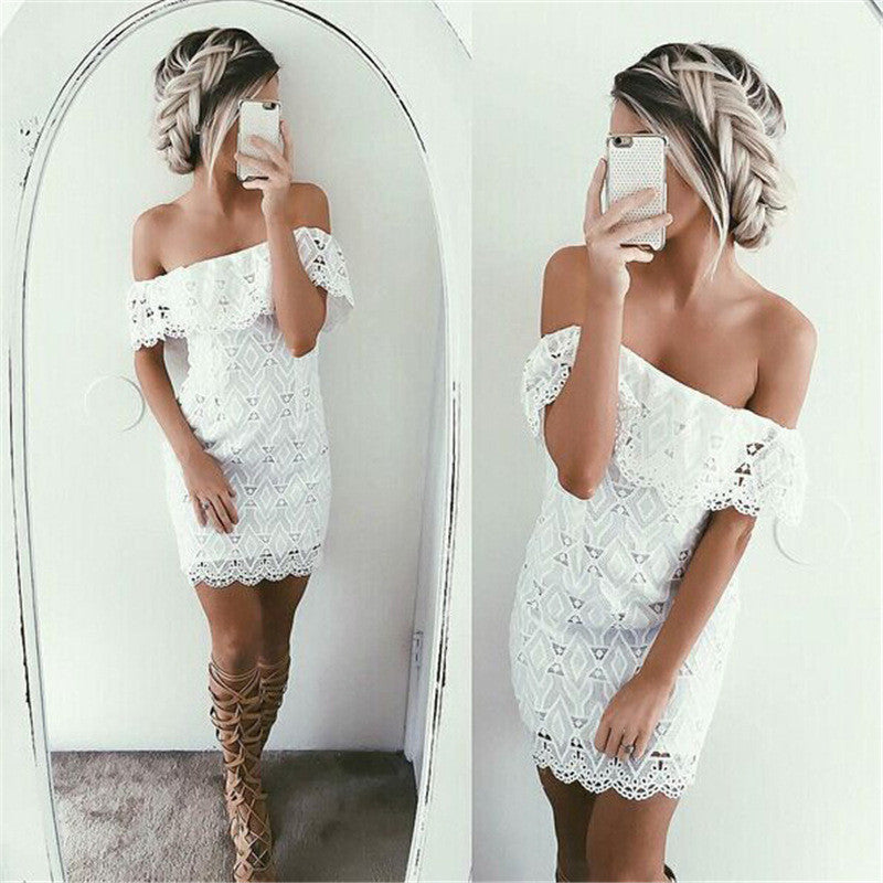 Sexy Strapless Bodycon Lace Short Dress