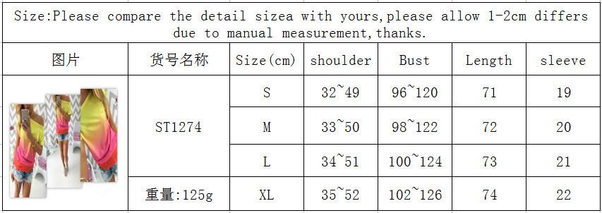Gradually Changing Color Short Sleeves Scoop Casual T-shirt - Meet Yours Fashion - 3