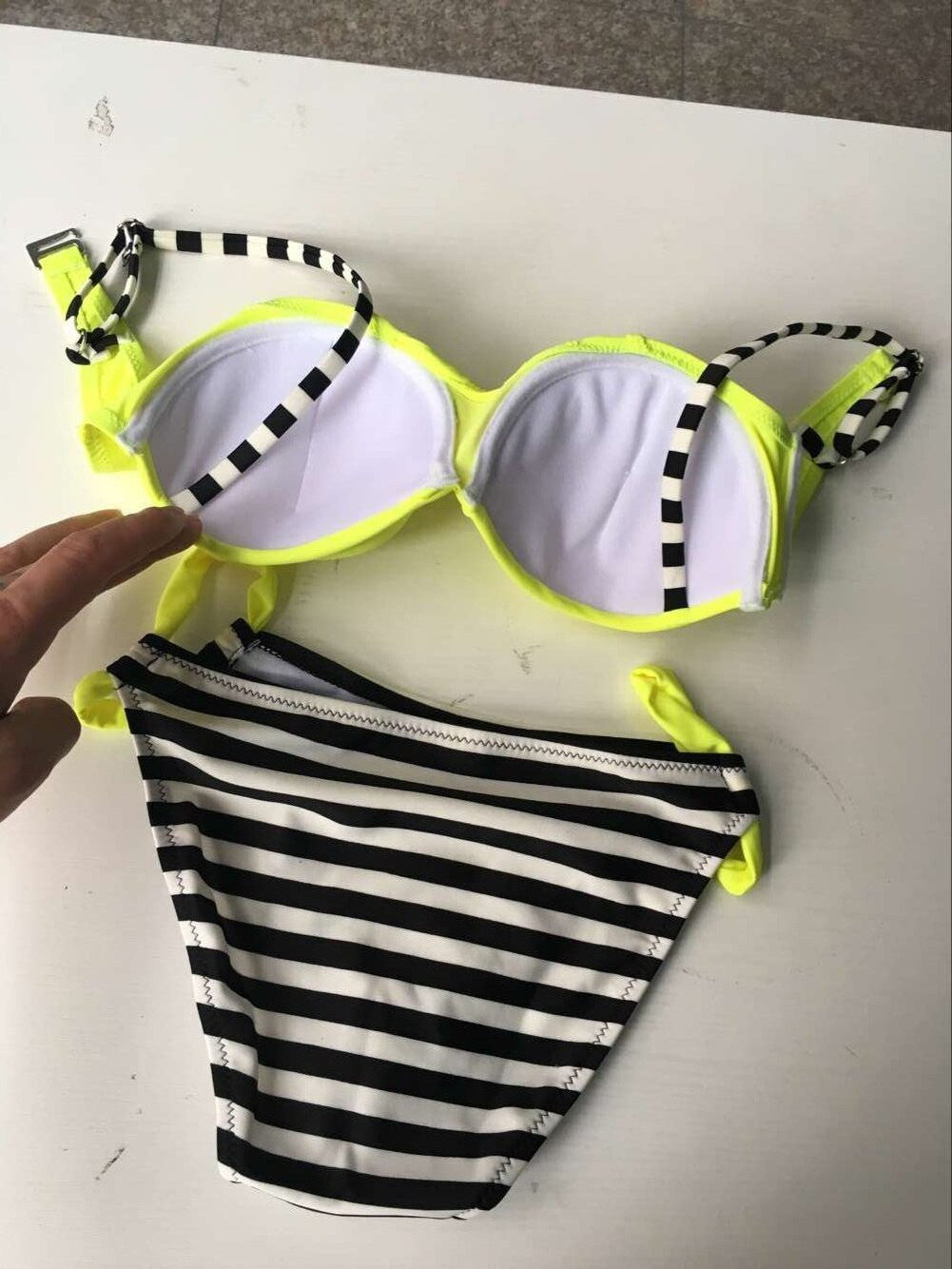 Candy Color Stripe Polka Dot Low Waist Two Pieces Bikini Set - Meet Yours Fashion - 5