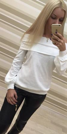 Off-shoulder Strapless Long Sleeves Pure Color Casual Blouse