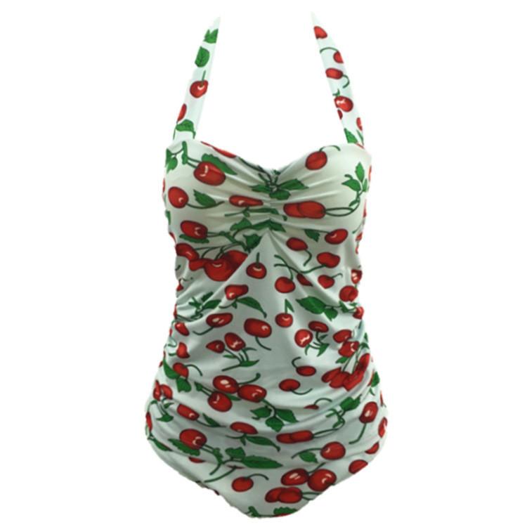 Fruit Print Halter Tankini Plus Size Swimwear - Meet Yours Fashion - 4