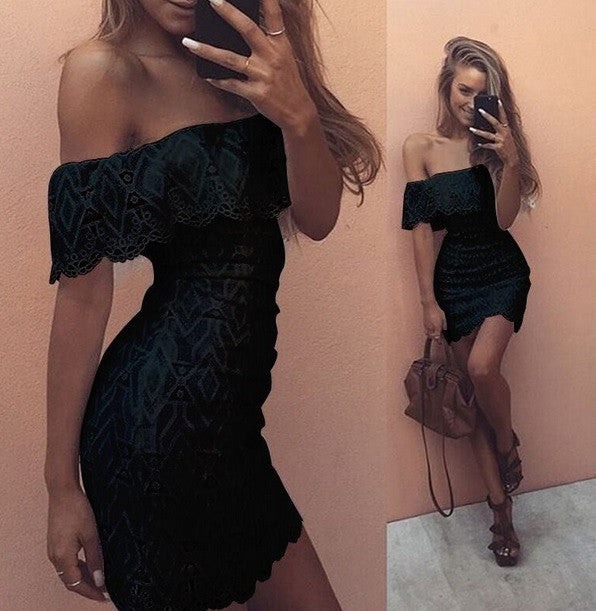 Sexy Strapless Bodycon Lace Short Dress