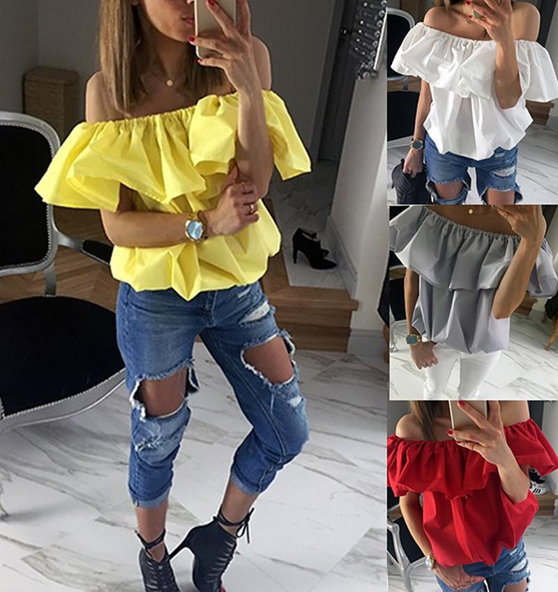 Falbala Strapless Casual Sexy Elastic Top Blouse - Meet Yours Fashion - 1