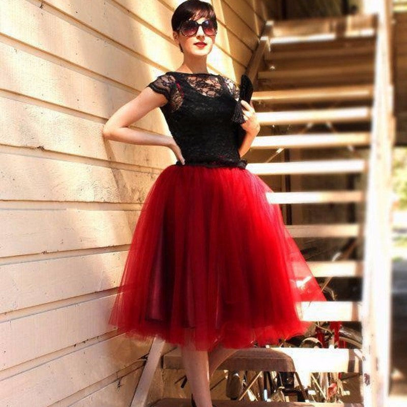 Gorgeous Multi-layer Pure Color A-line Tulle Skirt