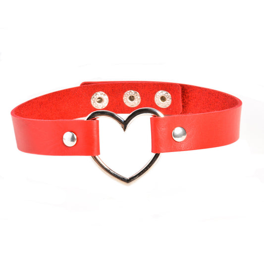 Retro Alloy Hearts PU Collar Necklace