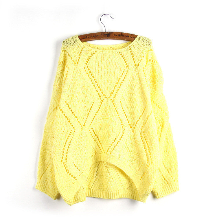 Asymmetric Pullover Crochet Loose Solid Short Sweater - Meet Yours Fashion - 5