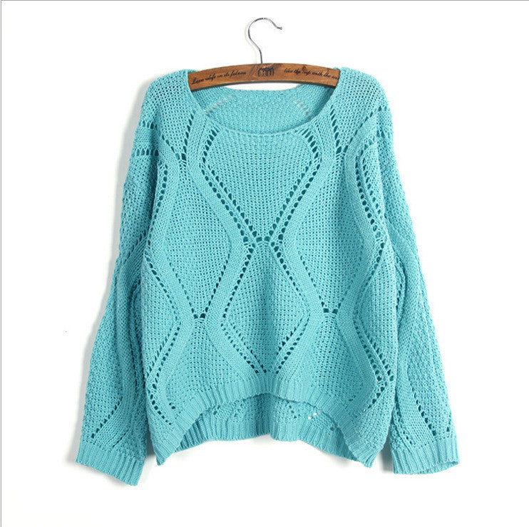 Asymmetric Pullover Crochet Loose Solid Short Sweater - Meet Yours Fashion - 7