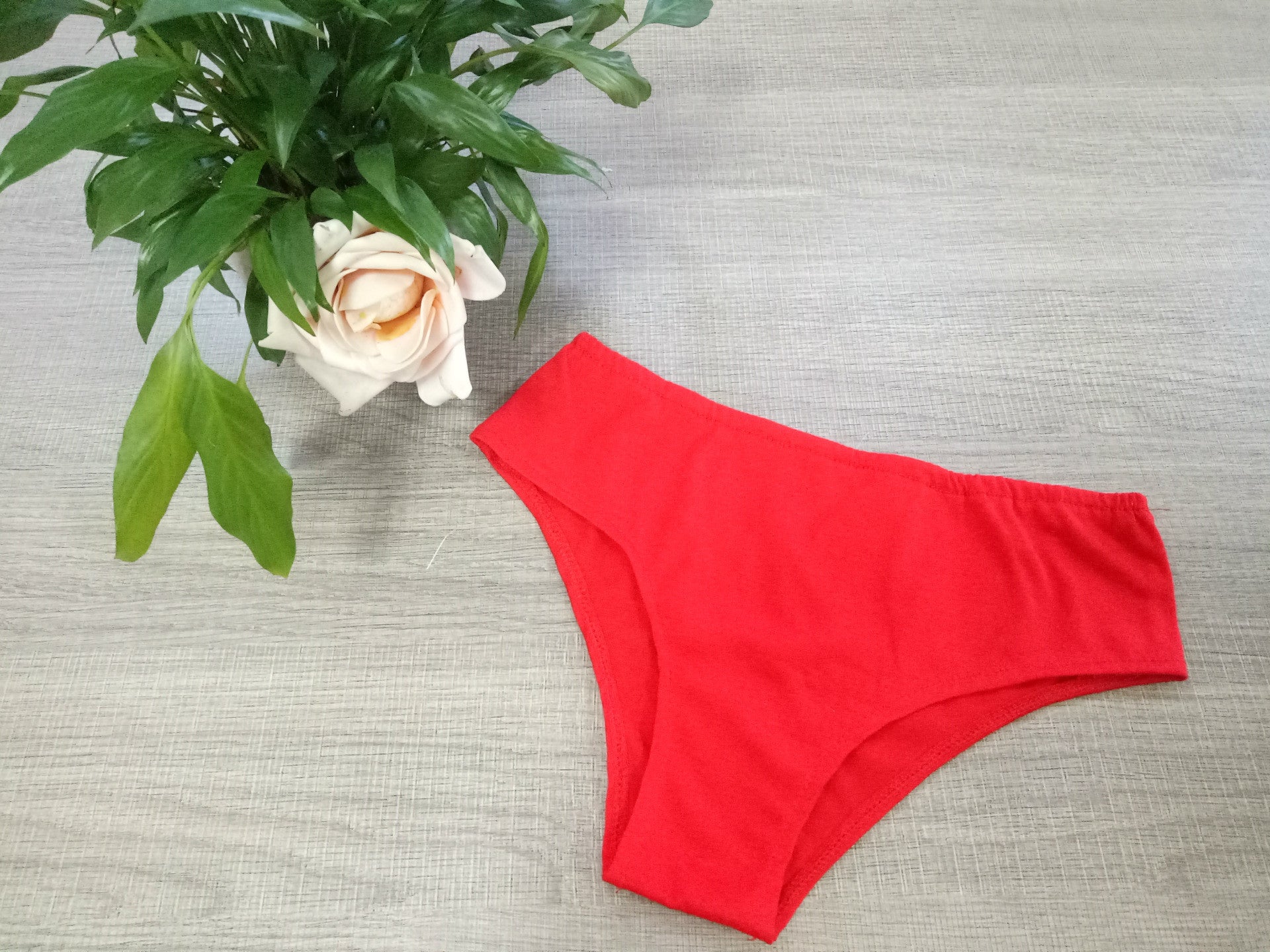 Cute Elastic Red Letter Print Bikini Bottom