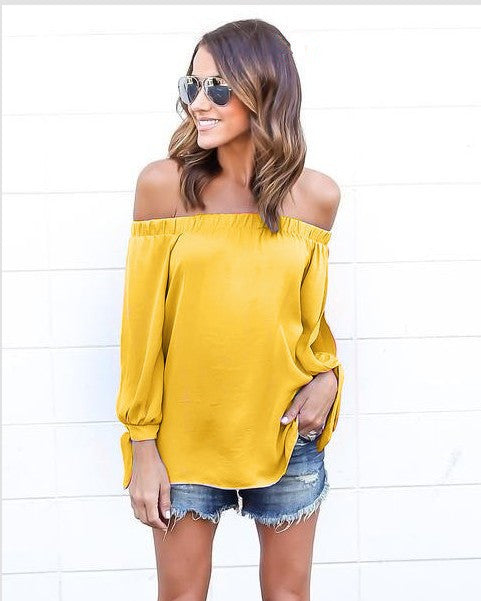 Off-shoulder Strapless Pure Color Chiffon Sexy Blouse
