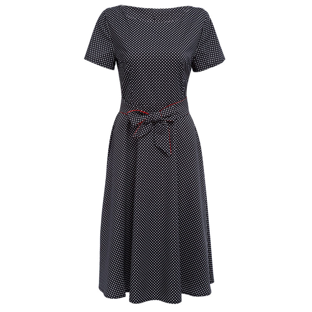Retro Hepburn Style Point A-line Long Dress