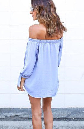 Off-shoulder Split Casual Pure Color Long Sleeves Blouse - Meet Yours Fashion - 5