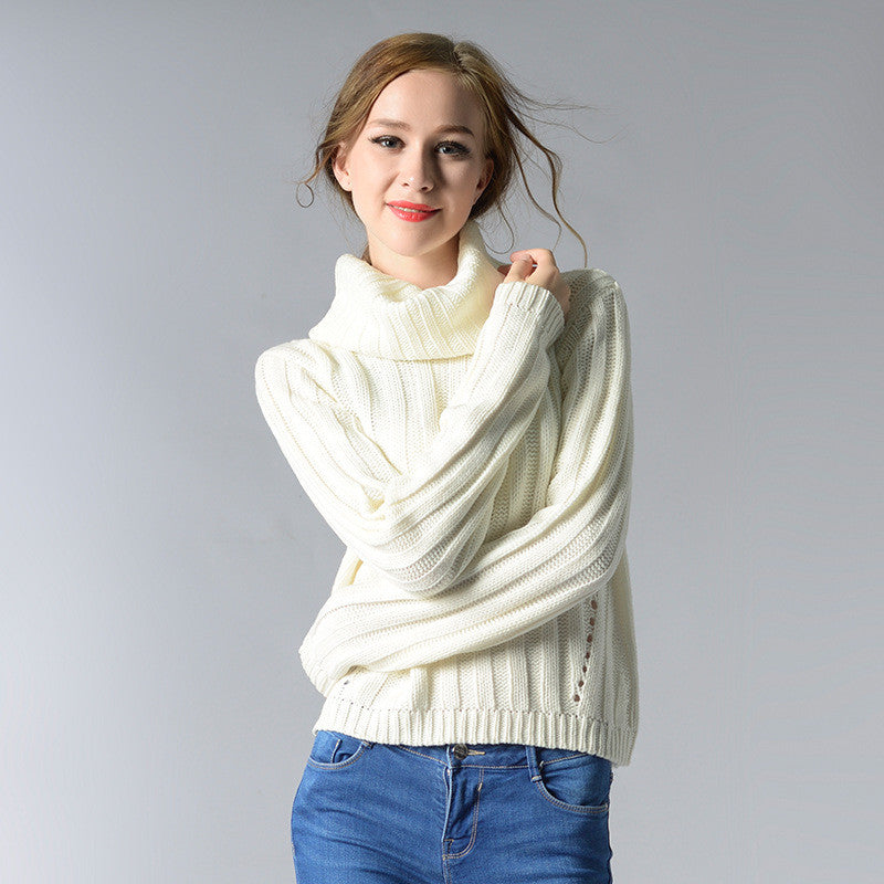 Pure Color High Collar Knitting Sweater