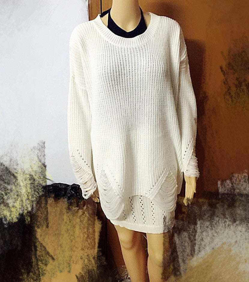 Fashion Hollow Out Knitting Long Sweater