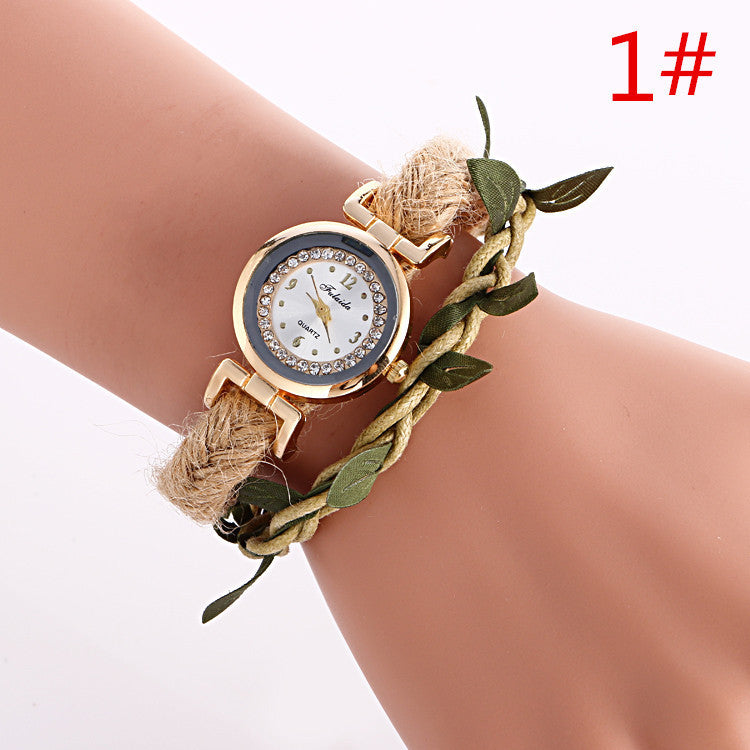 Adjustable Leaves Woven Watch