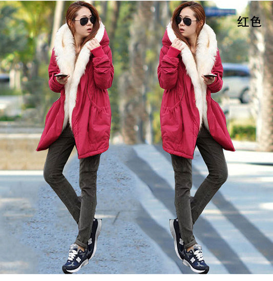 Hooded Thick Slim Casual Plus Size Mid-length Coat