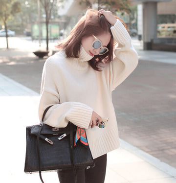 Casual Loose Style Pure Color Knitting Sweater