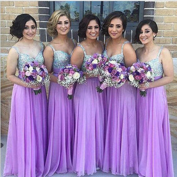Purple Squined Bridesmaid Sisters Long Dress
