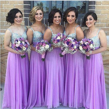 Free Shipping Clearance Purple Squined Bridesmaid Sisters Long Dress