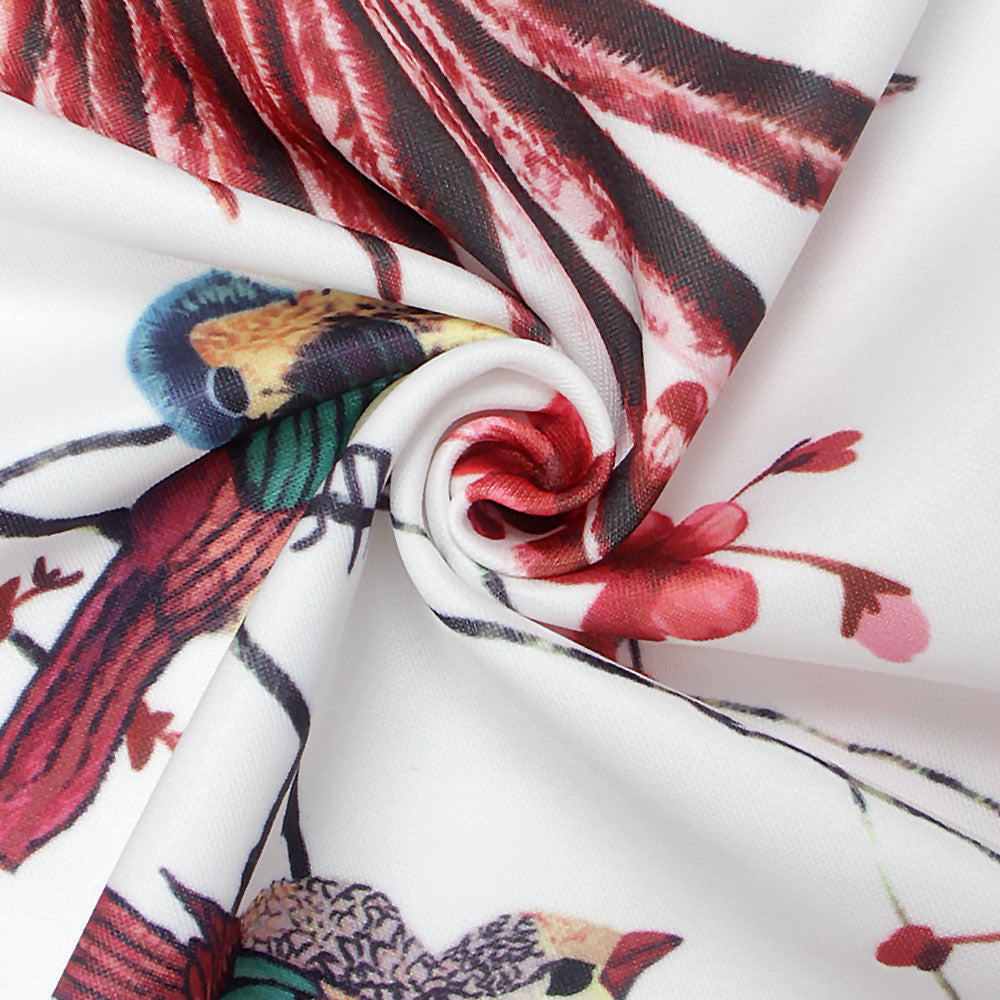 Fashion Cranes Begonia Printing White Short Jacket