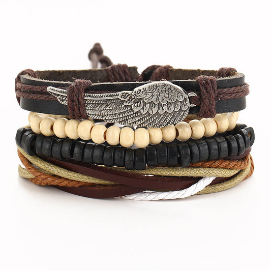 Retro Personality Wing Beaded Multilayer Bracelet