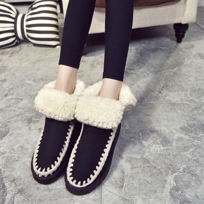 Round Toe Ankle Fashion Fur Flat Boots