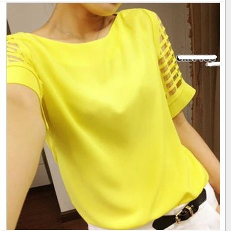 Scoop Short Sleeves Pure Color Casual Plus Size T-shirt