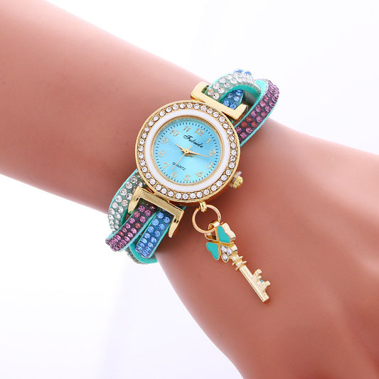 Colorful Crystal Twist Strap Key Watch
