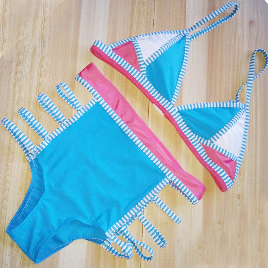 Multicolor Patchwork Two Pieces Swimwear Bikini