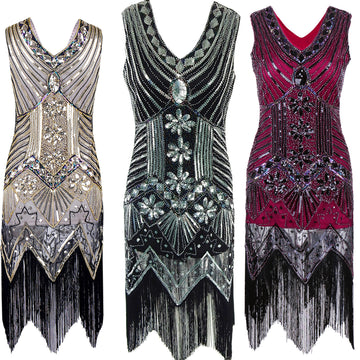Sequins Color V-neck Tassel Latin Party Dress