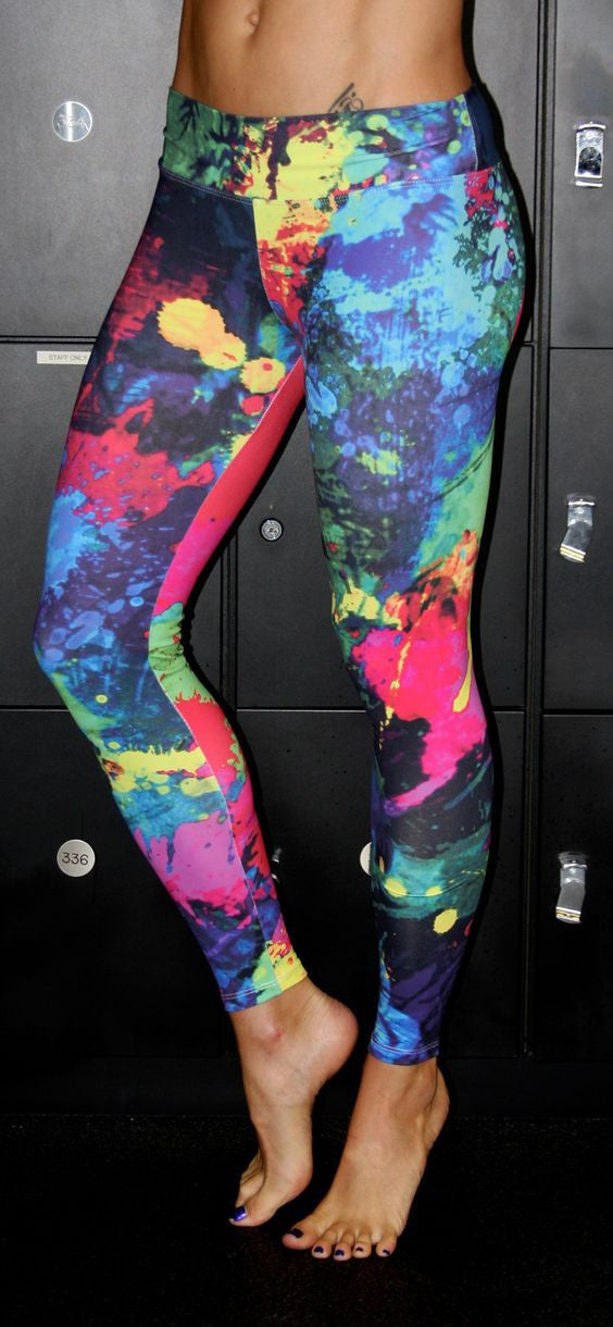 Low Waist Elastic Colorful Print Long Slim Leggings