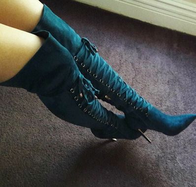 Straps Lace Up Pointed Toe Stiletto High Heel Over the Knee Boots