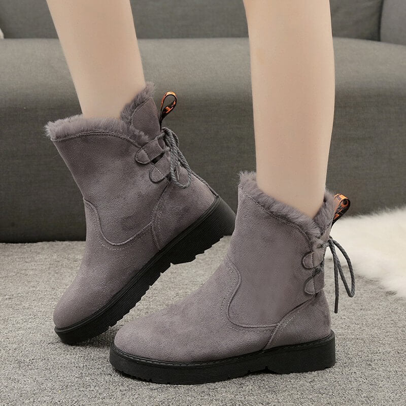 Lace Up Ankle Fur Warm Boots