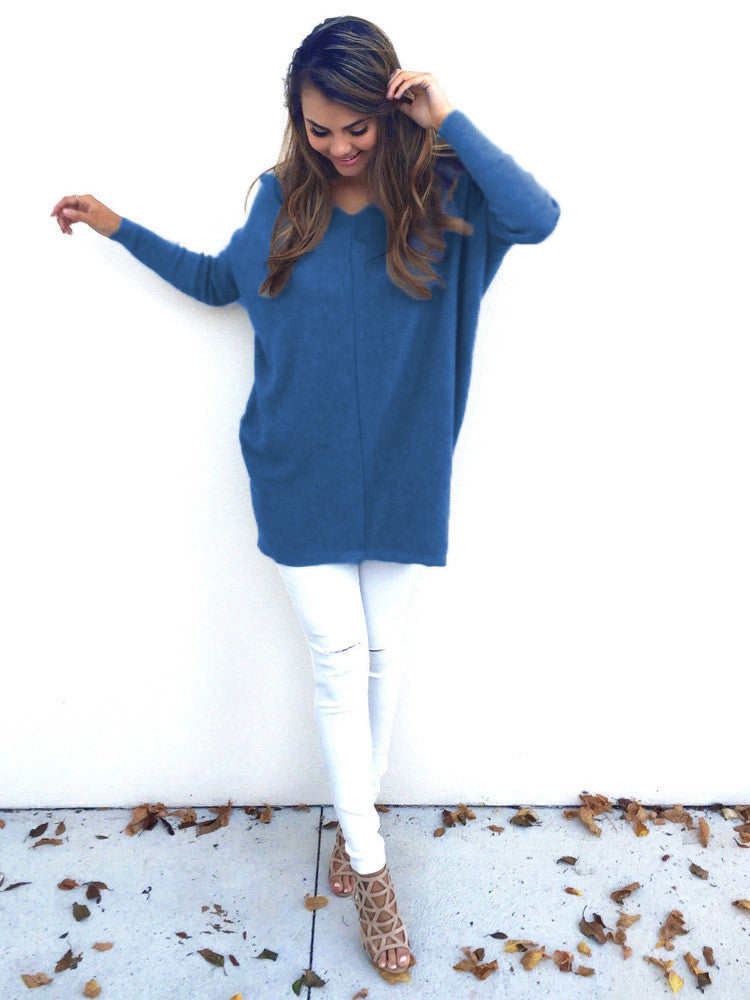 Fashion V-Neck Long-Sleeve Sweater
