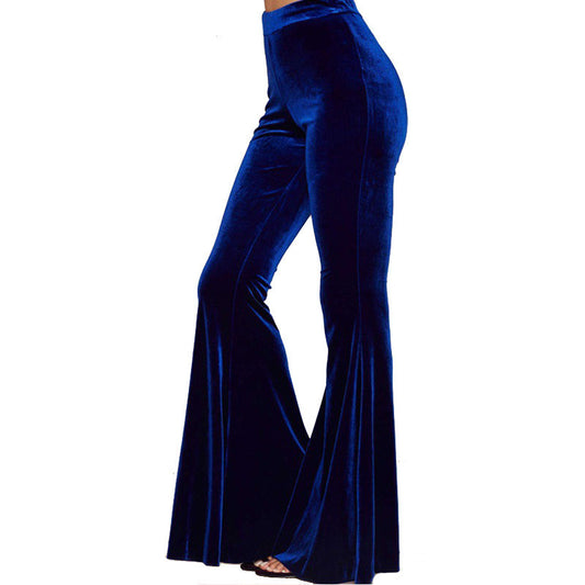 Fashion High Waist Velvet Women's Long Bell Pants