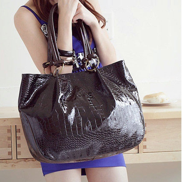 Girls' Leather Tote Handbag Big Shoulder Bag