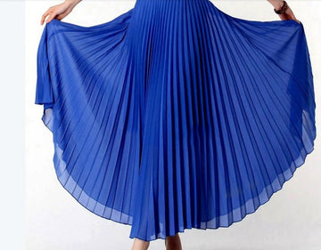 Pure Color Chiffon Pleated Big Long Skirt