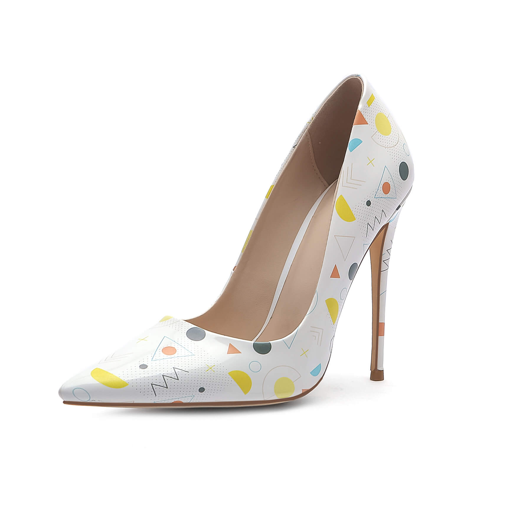 Party Leather Graffiti Print Point Toe Pumps