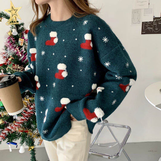 Loose Christmas Print Sweater