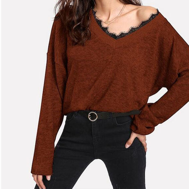 Lace Splice Thin Sweater
