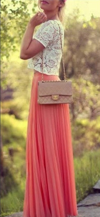 Pure Color Chiffon Pleated Big Long Skirt - Meet Yours Fashion - 8
