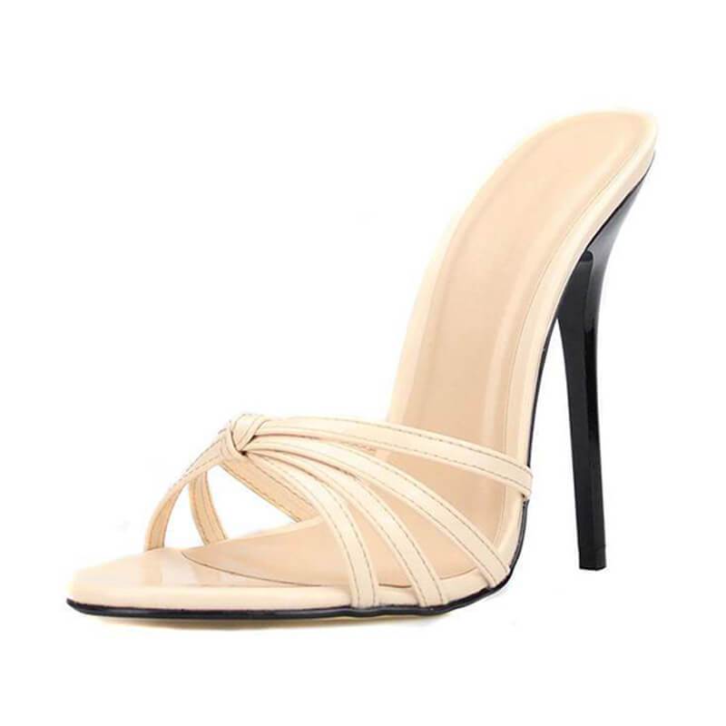 Sexy Leather Cutout Open Toe Mule High Heel Sandals