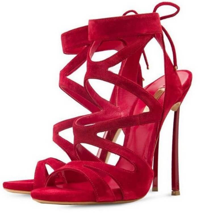  Ankle Strap Pointed  Open Toe Cutout Sandals