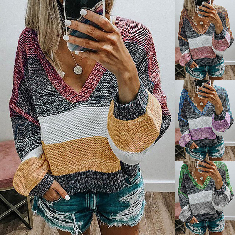 Plus Size Colorblock Knitted Top
