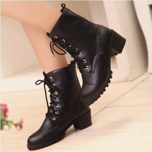 British Style Simple Short Lace Up Martin Boots