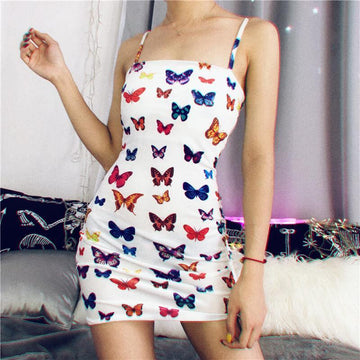 Butterfly Printed Bodycon Dress