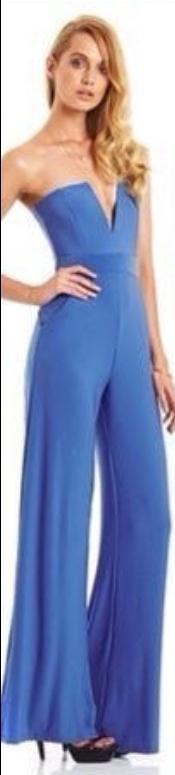 Strapless V-neck Slim Pure Color Flared Long Jumpsuit - Meet Yours Fashion - 6