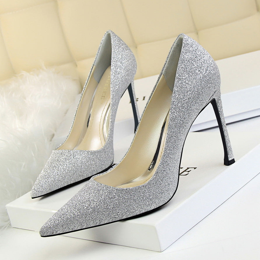 PU Stiletto Heel Pointed Toe Low Cut High Heels Party Dress Shoes