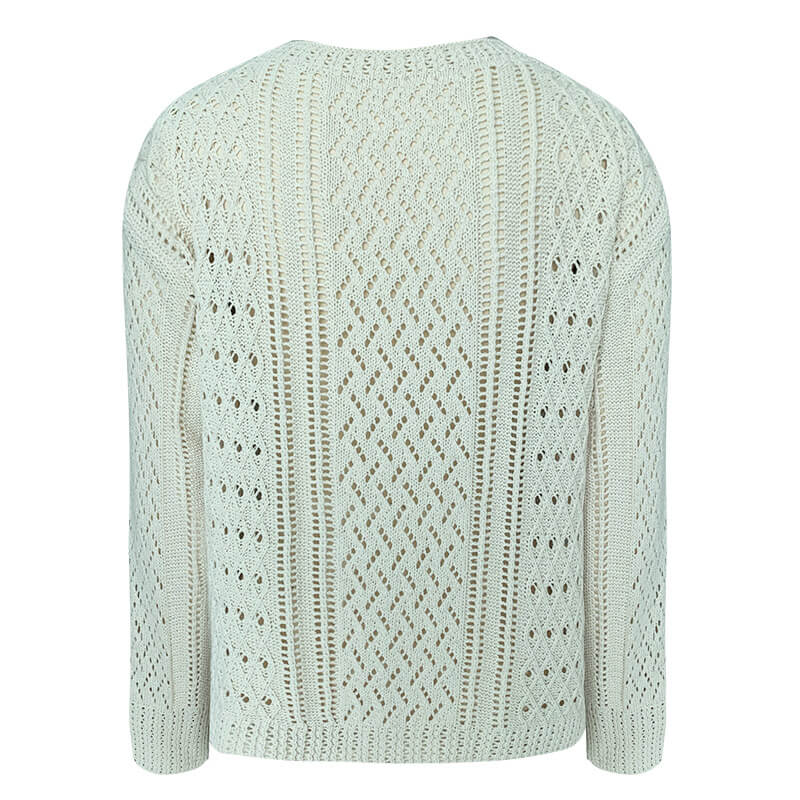 Hollow Out White Pullover Sweater